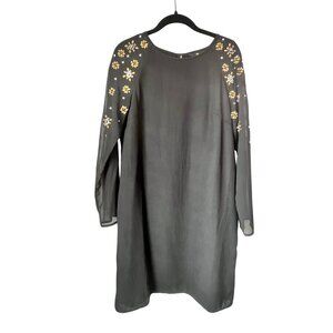 H&M Fully Lined Black Embellished Long Sleeve Dress